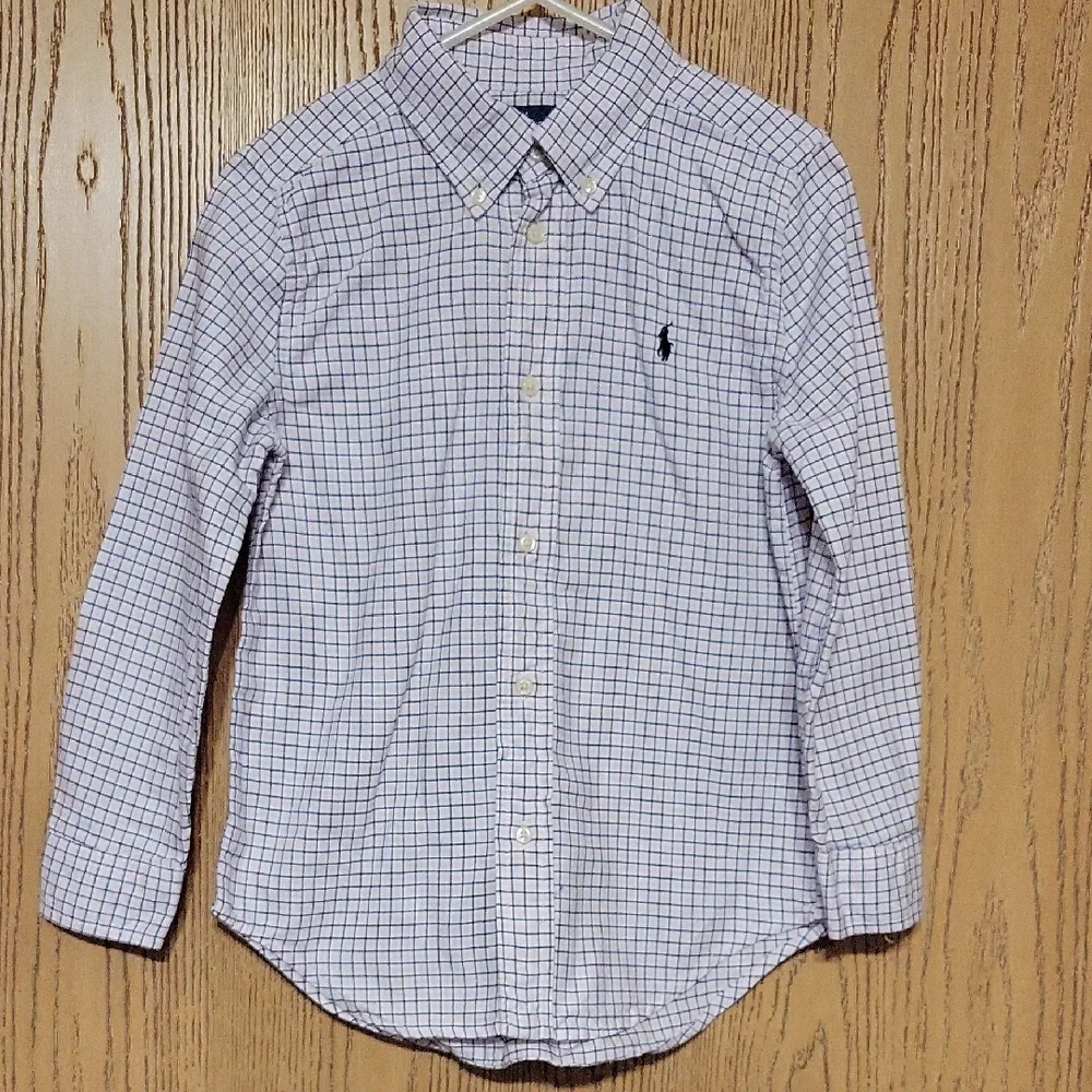 Ralph Lauren White and Blue Plaid Shirt